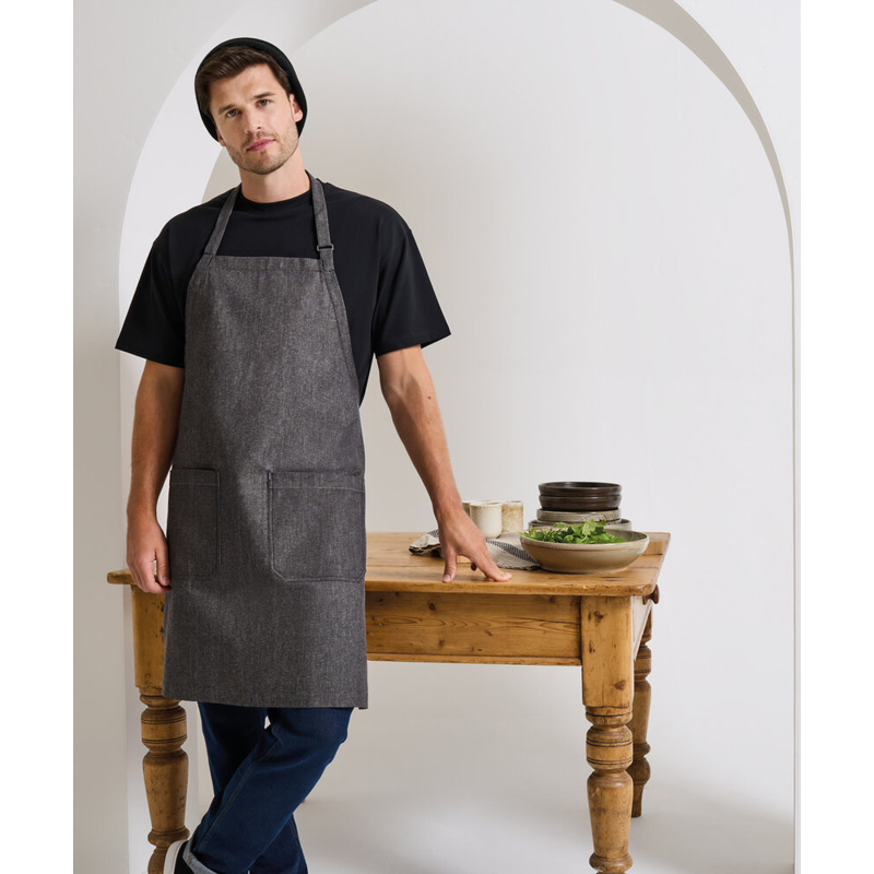 Cotton denim bib apron, organic and Fairtrade certified Thumbnail