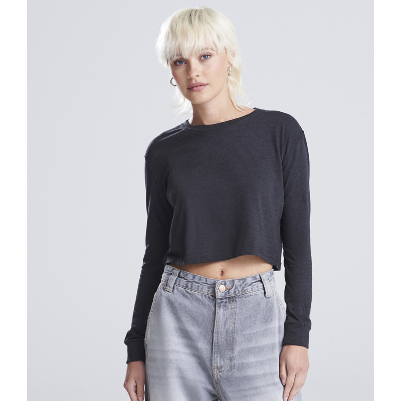 AWDis Ladies Long Sleeve Cropped T-Shirt Thumbnail