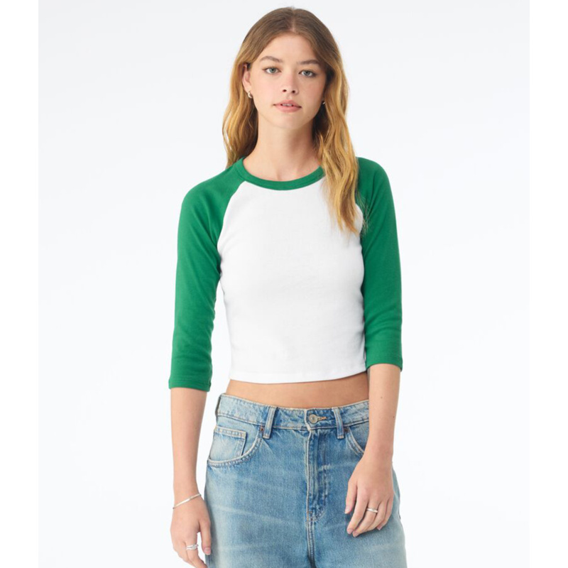 Bella Ladies Micro Rib 3/4 Raglan Baby T-Shirt Thumbnail