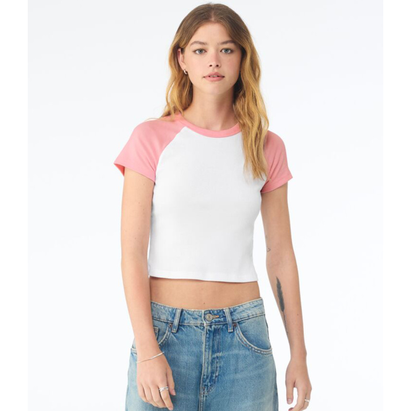 Bella Ladies Micro Rib Raglan Baby T-Shirt Thumbnail