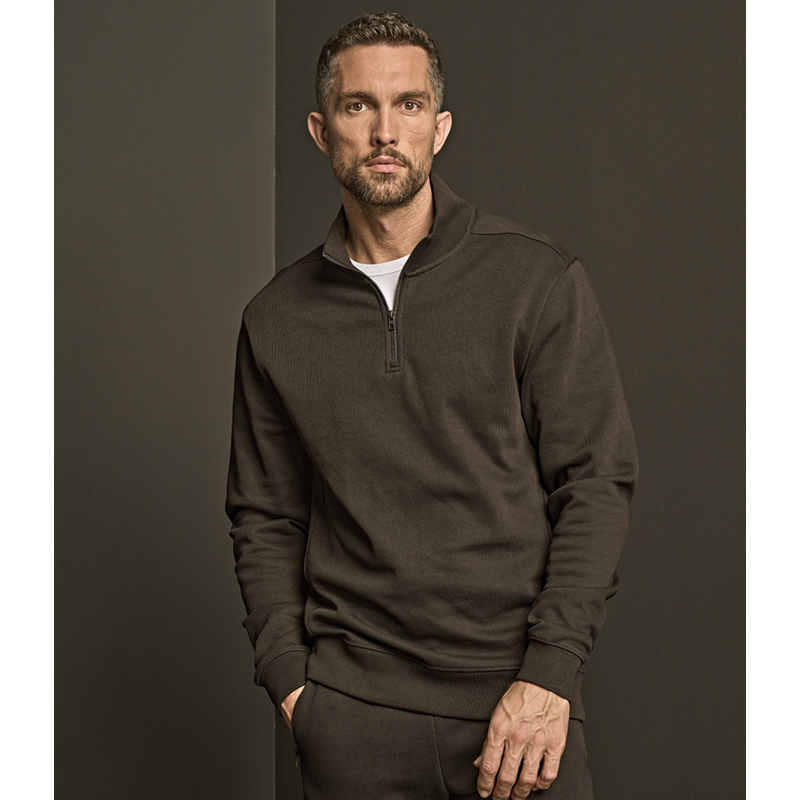 Tee Jays Ribbed Interlock Half Zip Sweatshirt Thumbnail