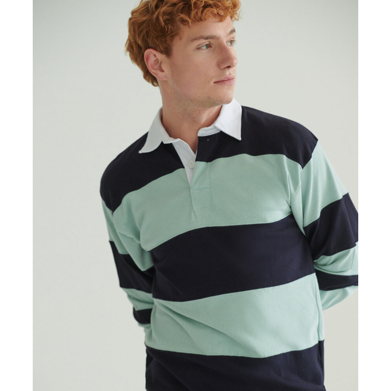 Sewn stripe long sleeve rugby shirt Thumbnail