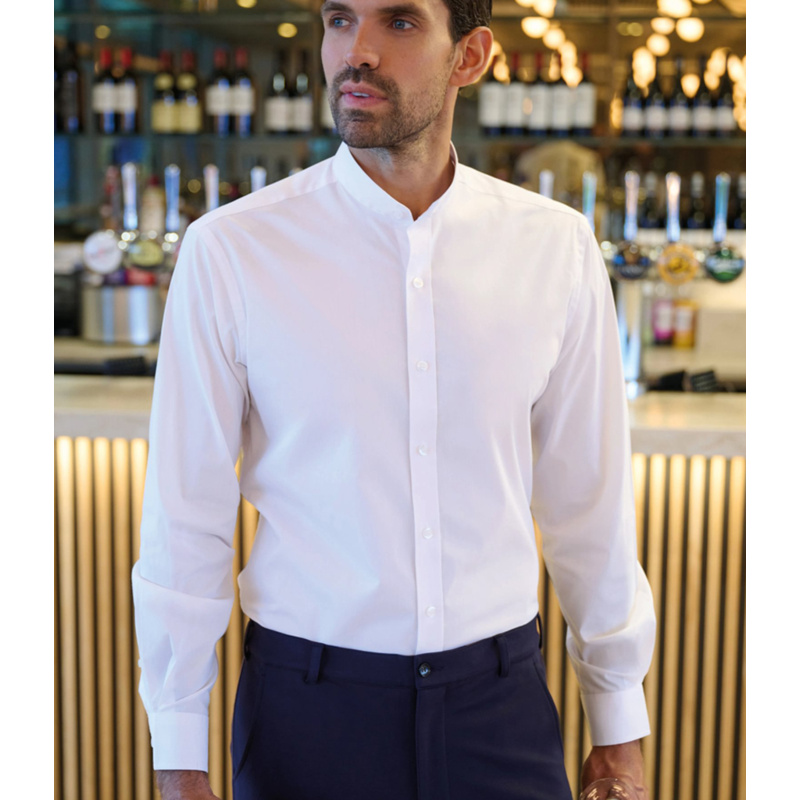 Brook Taverner Volterra Long Sleeve Grandad Collar Shirt Thumbnail