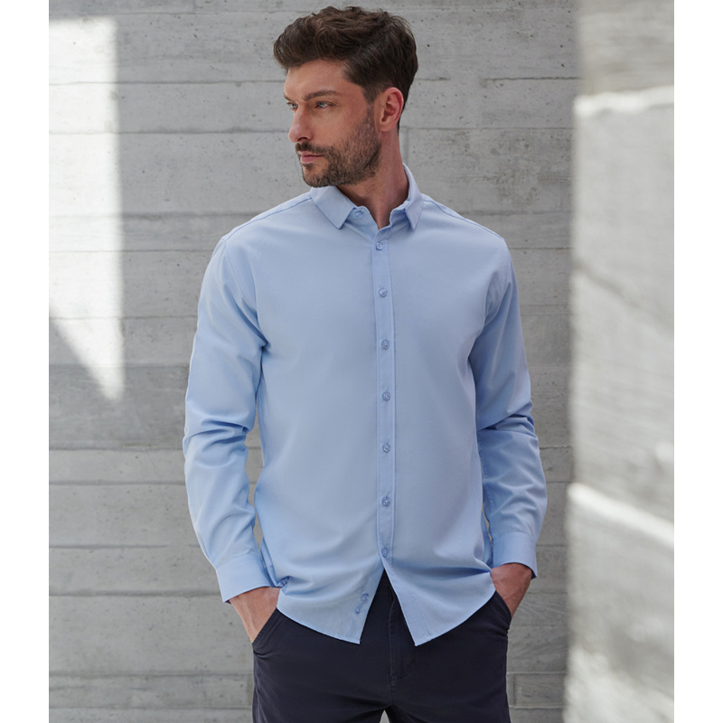 Henbury Long Sleeved Cotton Feel Coolplus® Shirt Thumbnail
