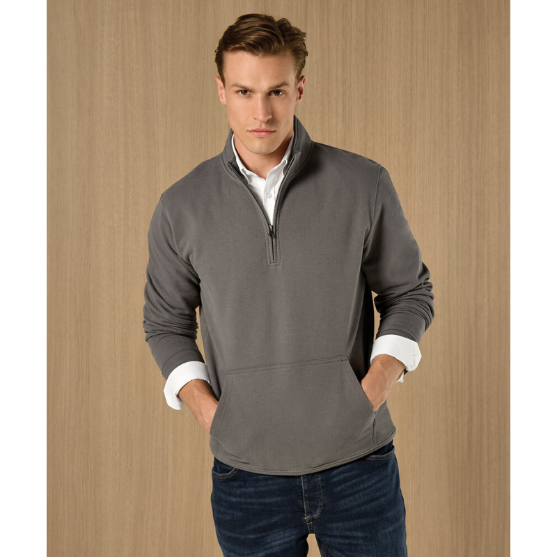 Regular fit 1/4-zip piqué sweatshirt Thumbnail