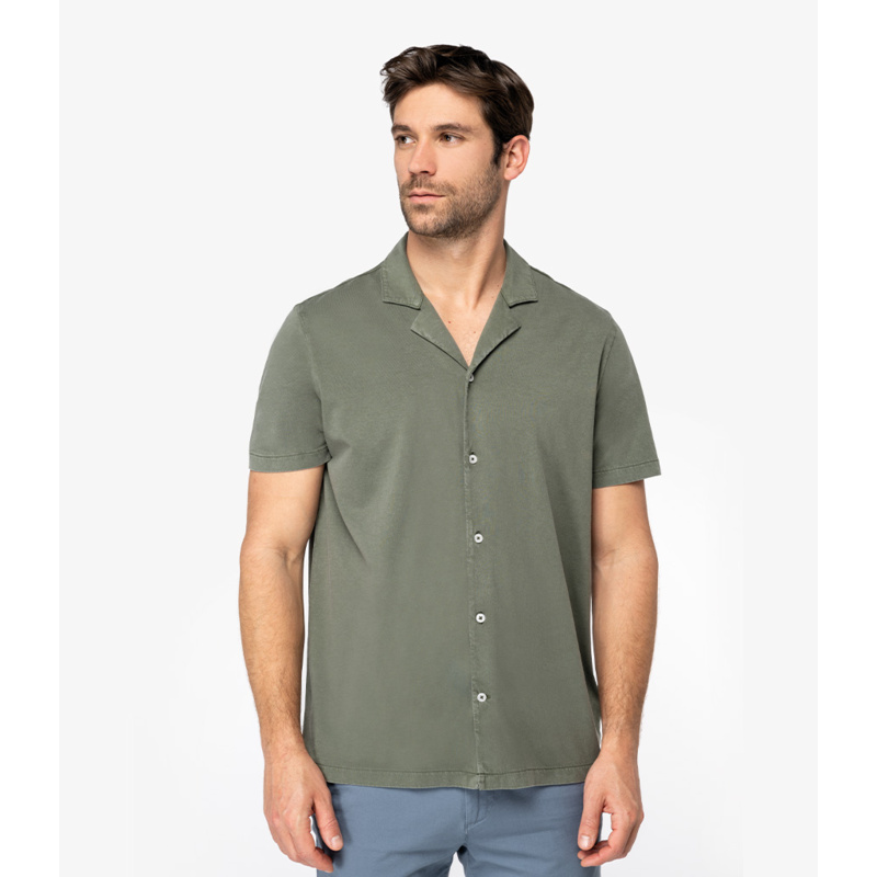 Spasso Jersey Short Sleeve Bowling Collar Shirt Thumbnail