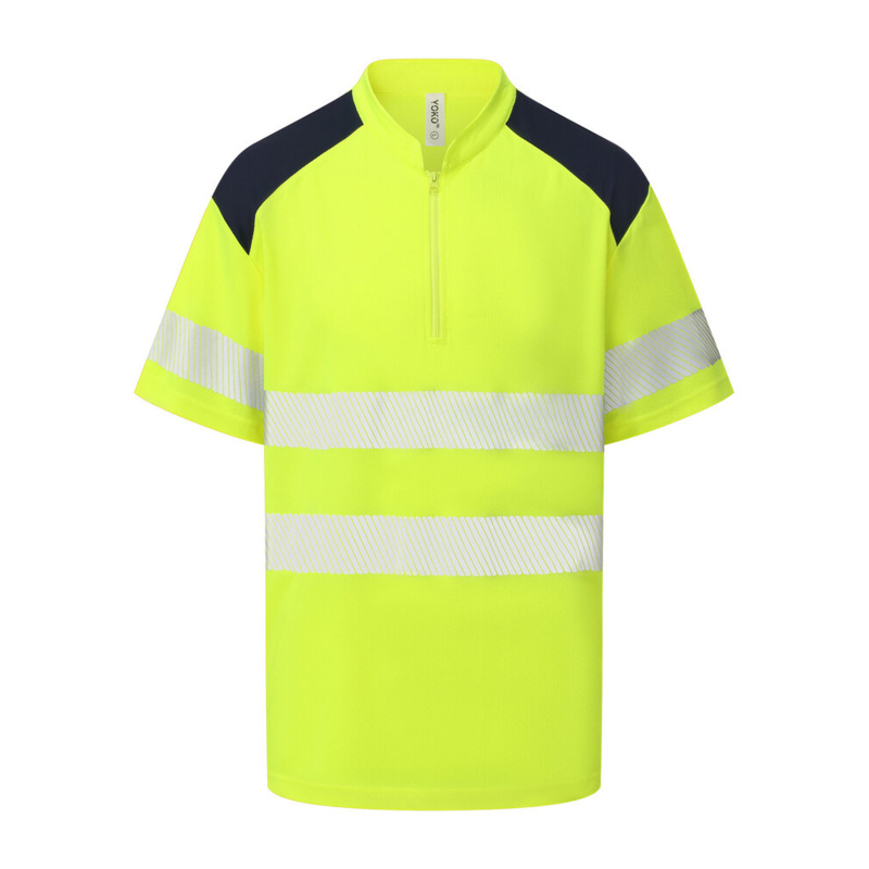 Hi-vis mandarin collar zip neck comfort trim polo (HVJ230) Thumbnail