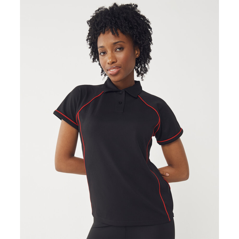 Women's piped performance polo Thumbnail
