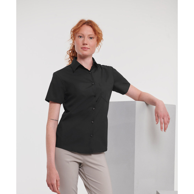 Women's short sleeve polycotton easycare poplin shirt Thumbnail