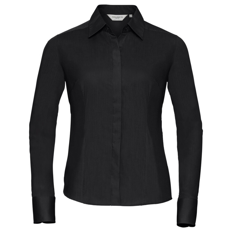 Women's long sleeve polycotton easycare fitted poplin shirt Thumbnail