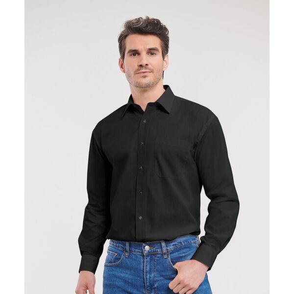Long sleeve pure cotton easycare poplin shirt Thumbnail