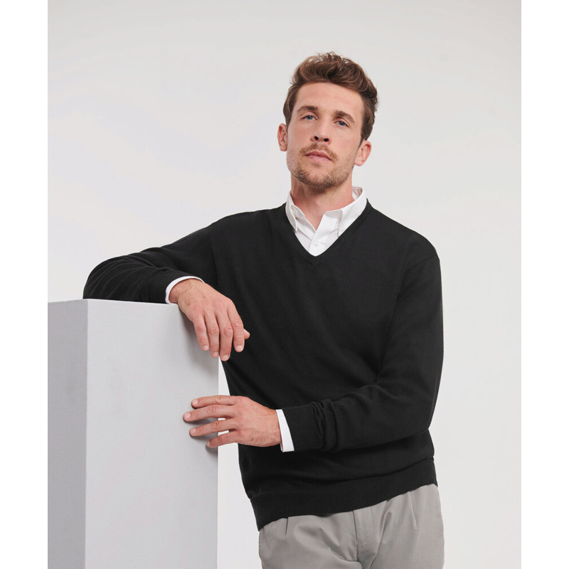 V-neck knitted sweater Thumbnail