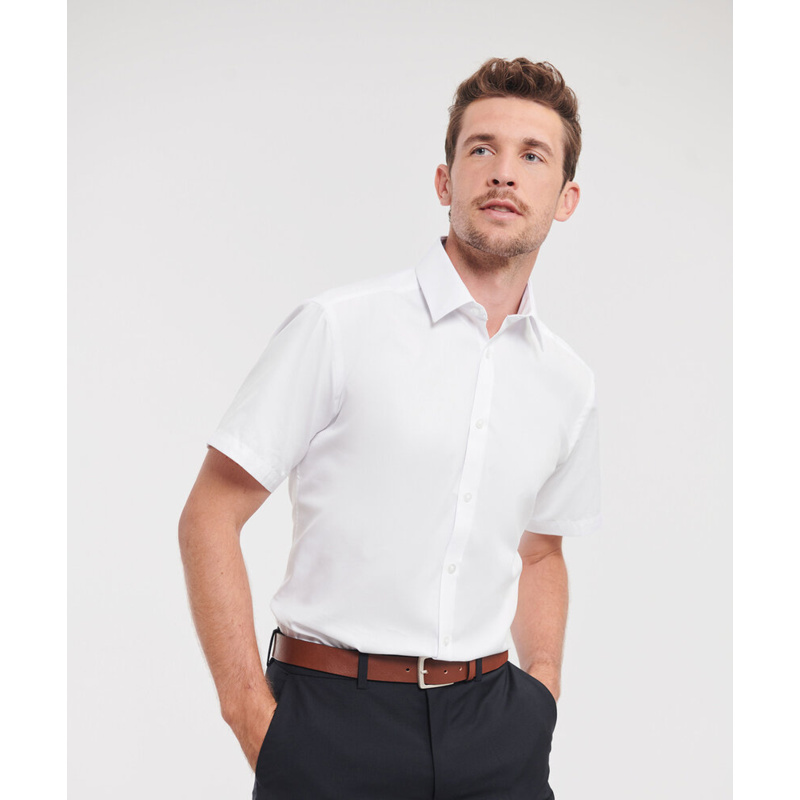 Short sleeve herringbone shirt Thumbnail