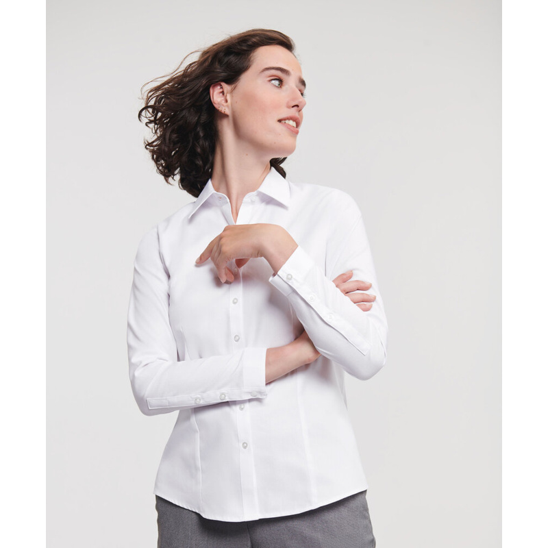 Women's long sleeve herringbone shirt Thumbnail