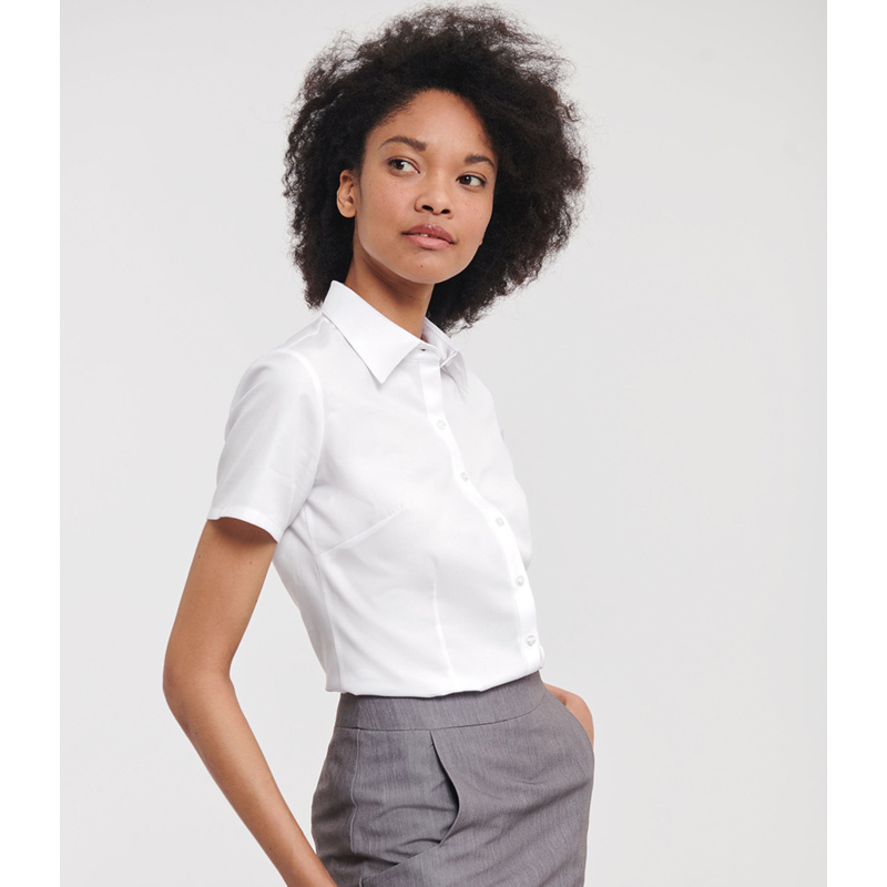Russell Athletic Collection Ladies Short Sleeve Herringbone Shirt Thumbnail