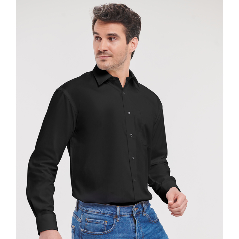 Russell Athletic Collection Long Sleeve Easy Care Cotton Poplin Shirt Thumbnail