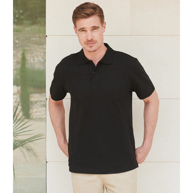 Henbury Unisex Stretch Cotton Piqué Polo Shirt Thumbnail