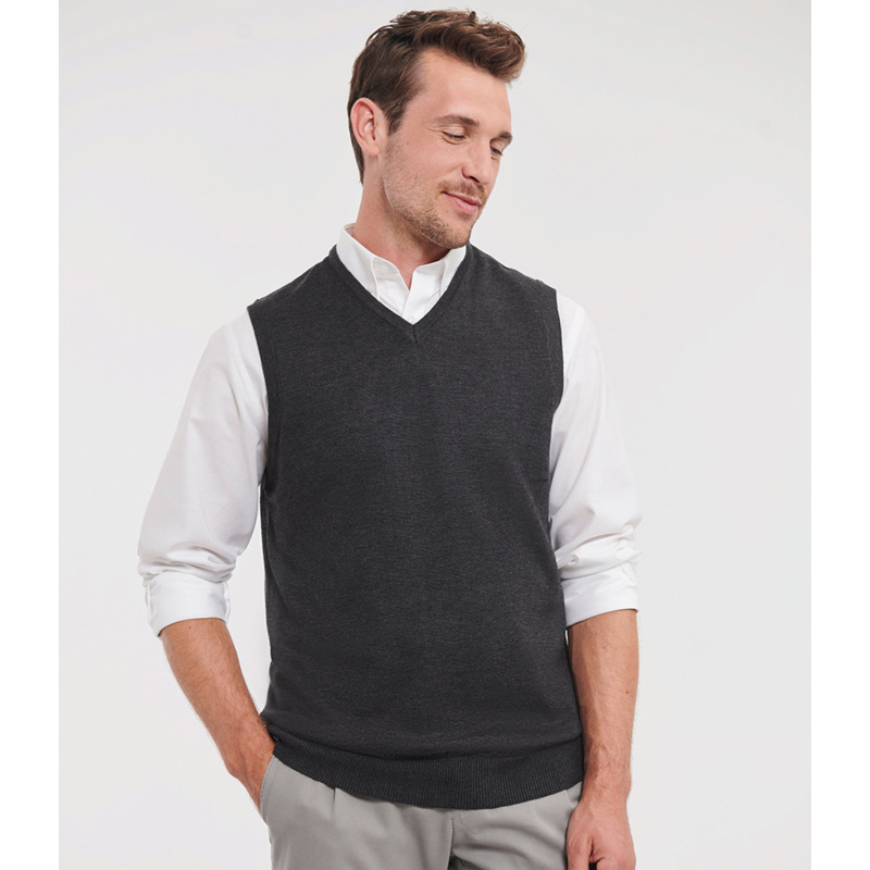 Russell Athletic Collection Sleeveless Cotton Acrylic V Neck Sweater Thumbnail