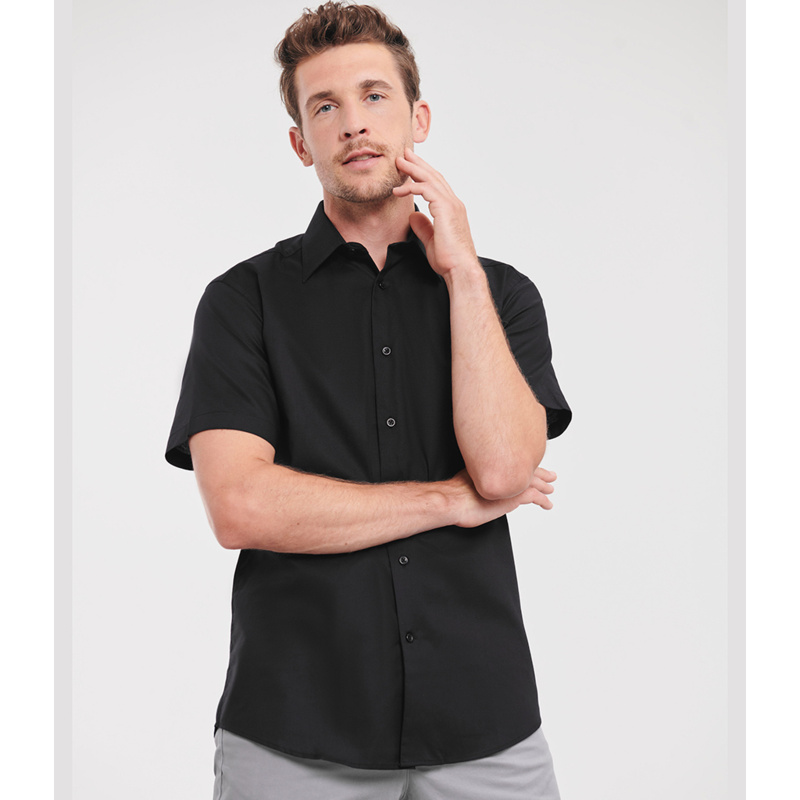 Russell Athletic Collection Short Sleeve Tailored Oxford Shirt Thumbnail