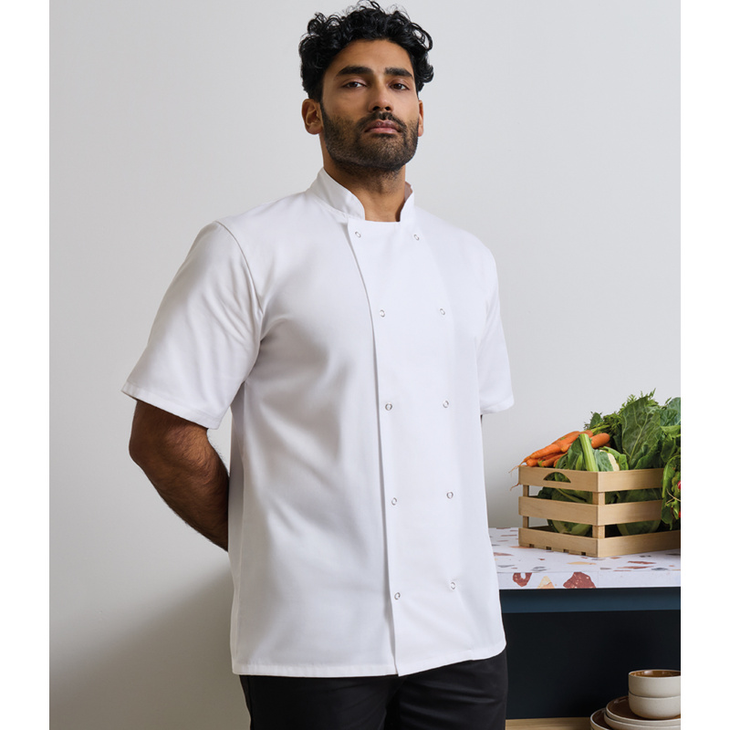 Premier Unisex Short Sleeve Stud Front Chef's Jacket Thumbnail