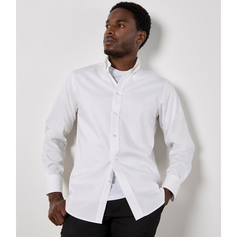 Kustom Kit Premium Long Sleeve Tailored Oxford Shirt Thumbnail