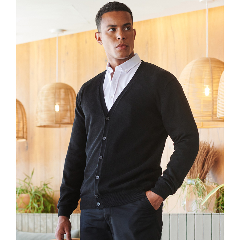 Henbury Lightweight Cotton Acrylic V Neck Cardigan Thumbnail