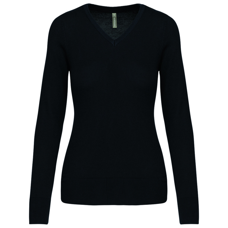 Kariban Ladies Cotton Acrylic V Neck Sweater Thumbnail