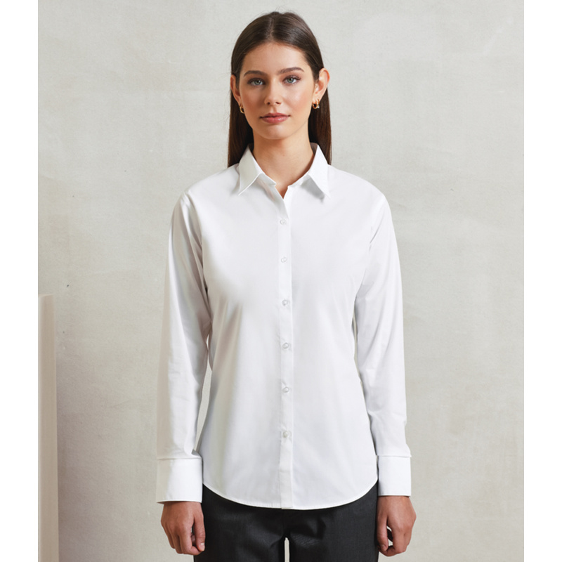 Premier Ladies Supreme Long Sleeve Poplin Shirt Thumbnail