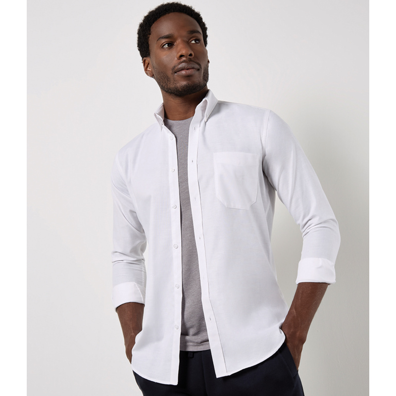 Kustom Kit Long Sleeve Slim Fit Workwear Oxford Shirt Thumbnail