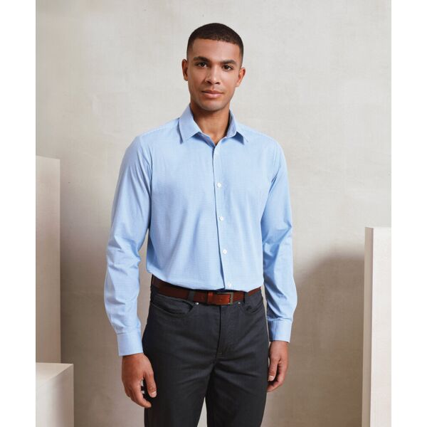 Microcheck (Gingham) long sleeve cotton shirt Thumbnail