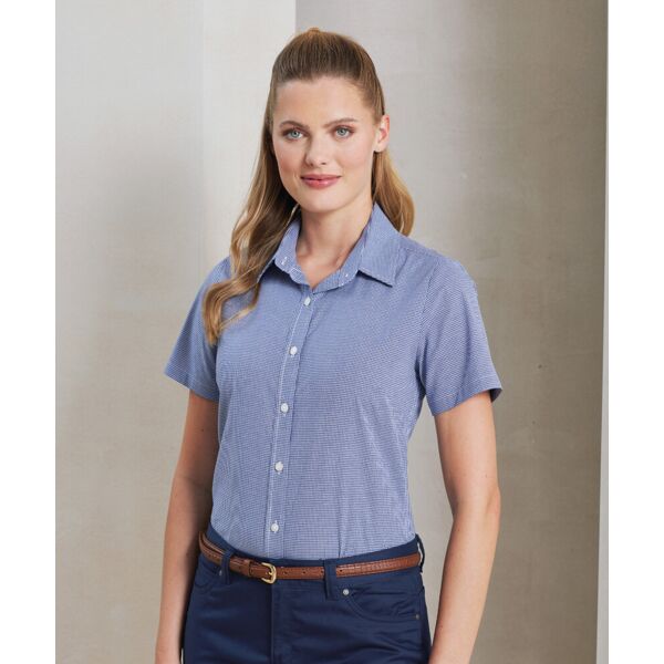 Women's Microcheck (Gingham) short sleeve cotton shirt Thumbnail