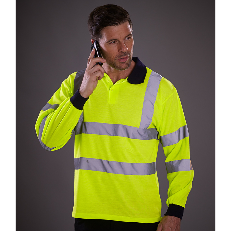 Yoko Hi-Vis Long Sleeve Polo Shirt Thumbnail