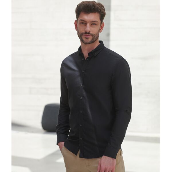 Henbury Modern Long Sleeve Slim Fit Oxford Shirt Thumbnail