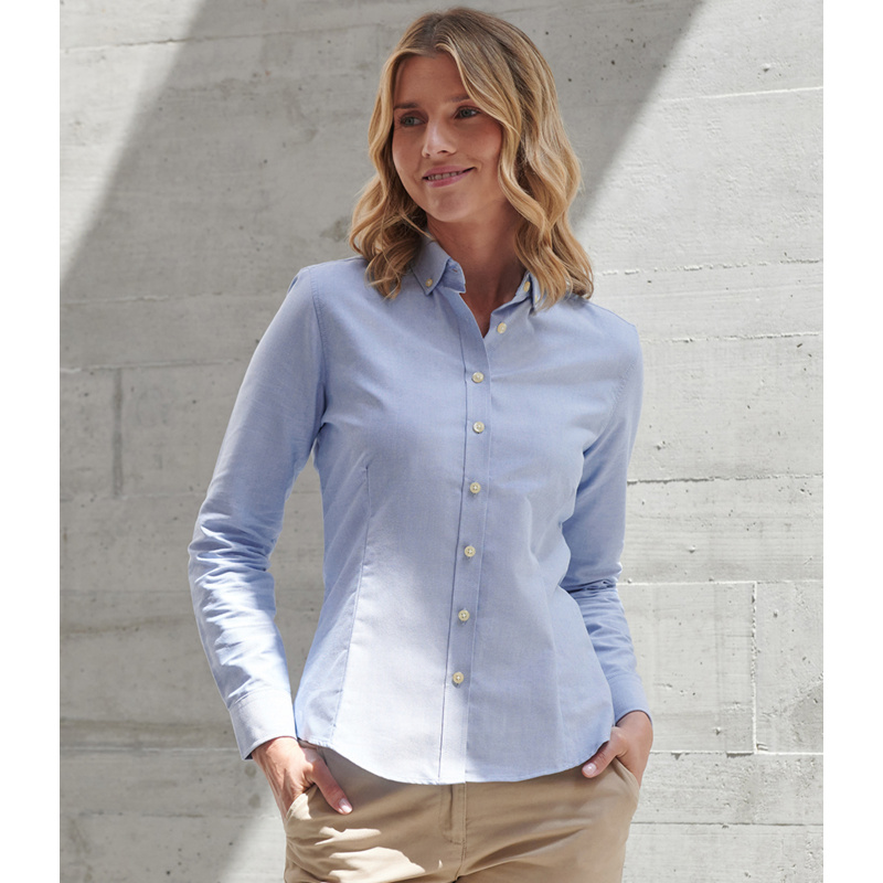 Henbury Ladies Modern Long Sleeve Regular Fit Oxford Shirt Thumbnail