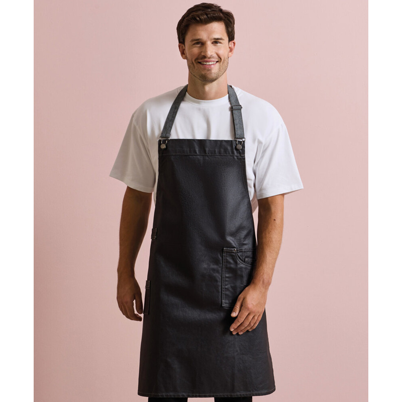 District waxed-look denim bib apron Thumbnail