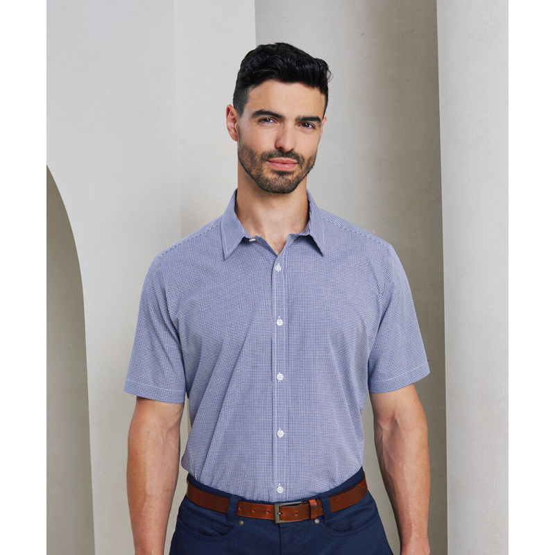 Microcheck (Gingham) short sleeve cotton shirt Thumbnail