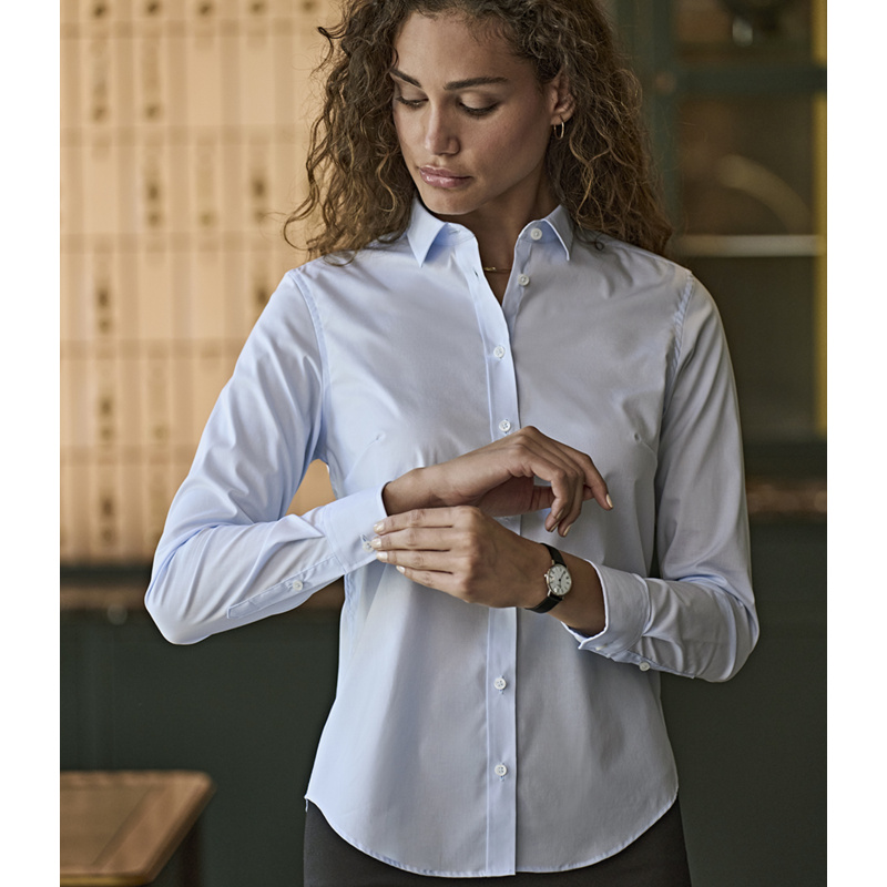 Tee Jays Ladies Stretch Luxury Long Sleeve Poplin Shirt Thumbnail
