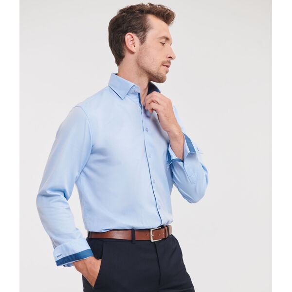 Russell Athletic Collection Long Sleeve Contrast Herringbone Shirt Thumbnail