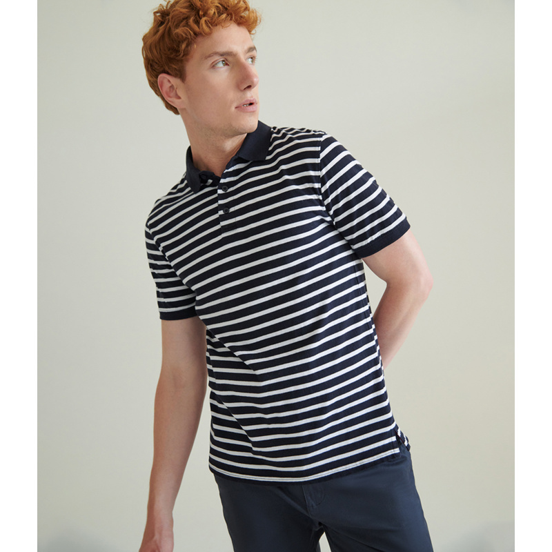 Front Row Striped Jersey Polo Shirt Thumbnail