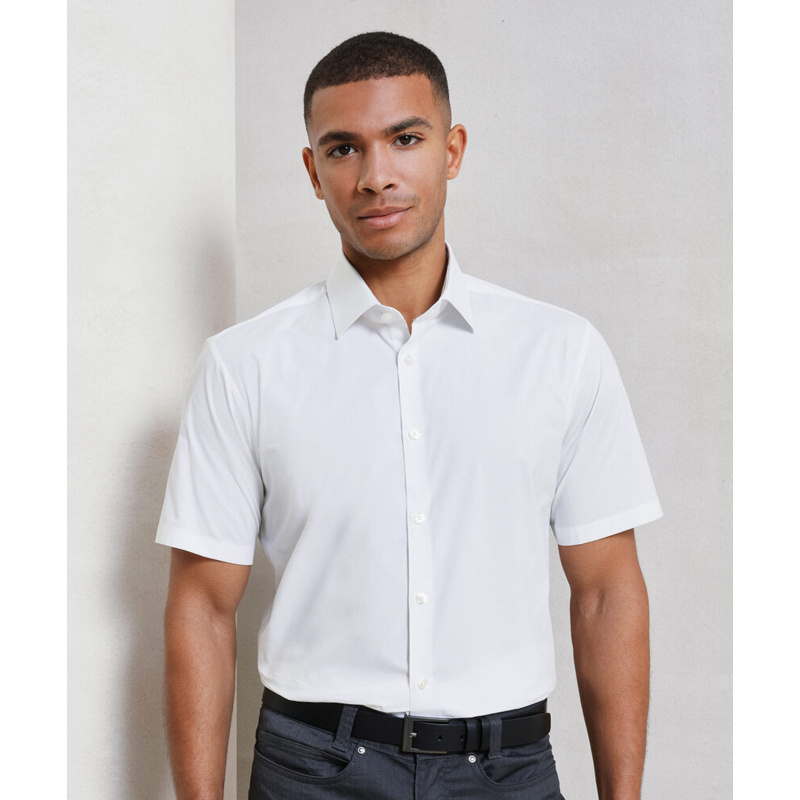 Stretch fit cotton poplin short sleeve shirt Thumbnail