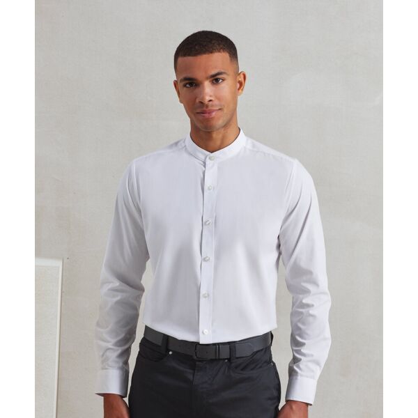 Banded collar grandad long sleeve shirt Thumbnail