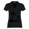 Women's corporate short-sleeved top v-neck mandarin collar (regular fit) Thumbnail