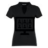 Women's corporate short-sleeved top v-neck mandarin collar (regular fit) Thumbnail