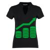 Women's corporate short-sleeved top v-neck mandarin collar (regular fit) Thumbnail