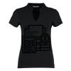 Women's corporate short-sleeved top v-neck mandarin collar (regular fit) Thumbnail