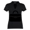 Women's corporate short-sleeved top v-neck mandarin collar (regular fit) Thumbnail