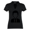 Women's corporate short-sleeved top v-neck mandarin collar (regular fit) Thumbnail