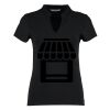 Women's corporate short-sleeved top v-neck mandarin collar (regular fit) Thumbnail
