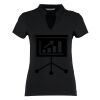 Women's corporate short-sleeved top v-neck mandarin collar (regular fit) Thumbnail