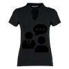 Women's corporate short-sleeved top v-neck mandarin collar (regular fit) Thumbnail